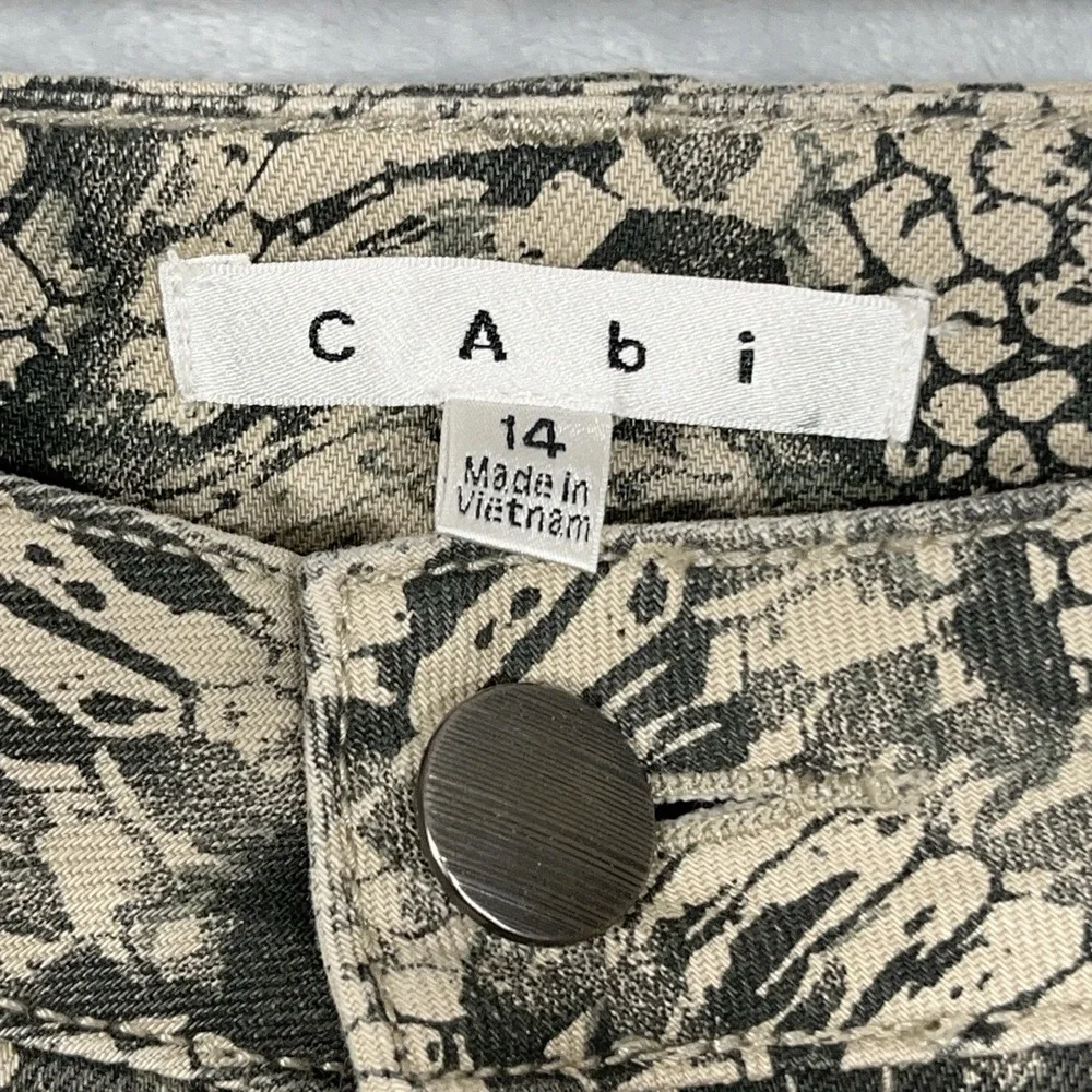 Cabi Womens Jeans‎ Diamondback Snakeskin Skinny Cotton Blend Style 958 Size 14
